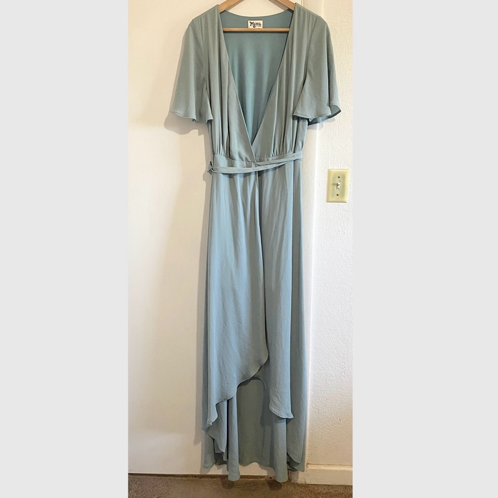 Show Me Your Mumu Sage Green Wrap Maxi Dress Flutter Sleeve XL Formal Wedding